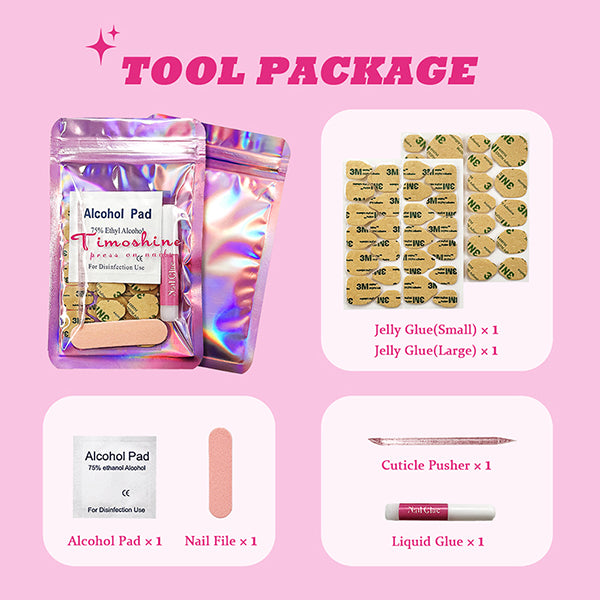 Timoshine | SUNSET GOLD 10PCS Handmade Press On Nails REUSABLE 3D Gel fake nails acrylic press nails/ 2025